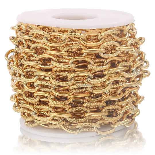 Rvs chunky dikke schakeljasseron, goud