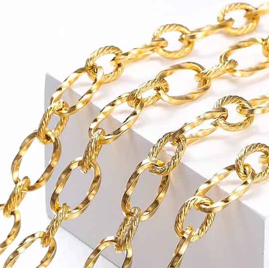 Rvs anker jasseron, goud