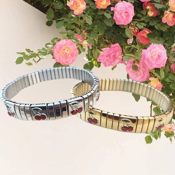 Rvs cherry stretch armband