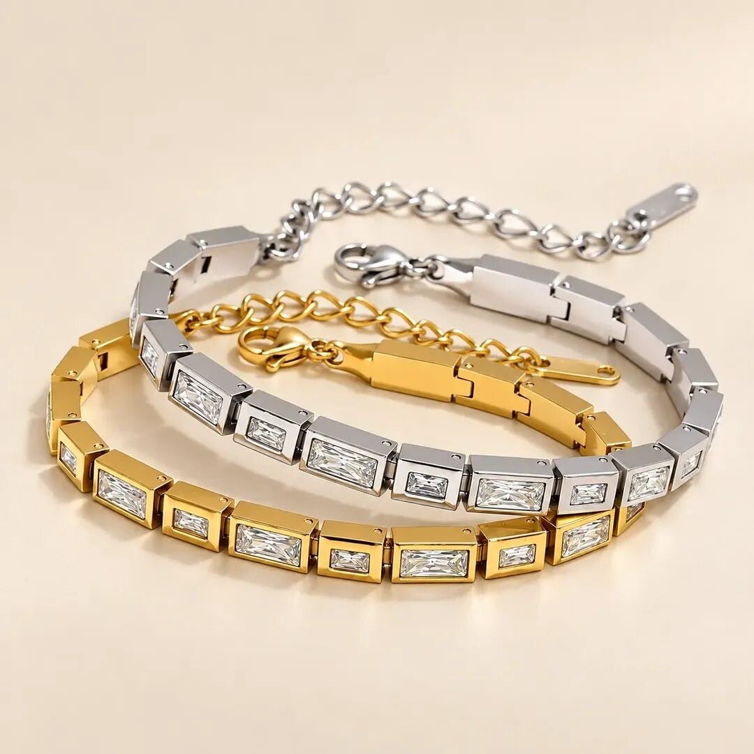 Rvs Stone Cubes armband