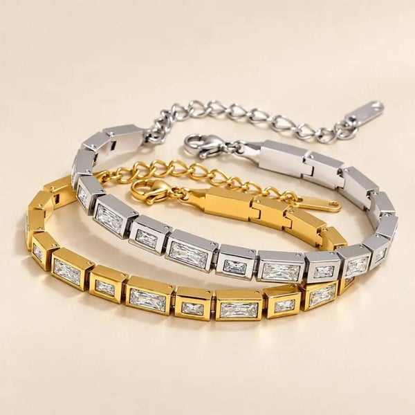 Rvs Stone Cubes armband