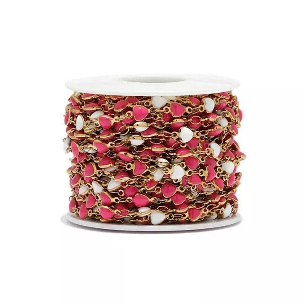 Rvs emaille hartjes jasserson, goud