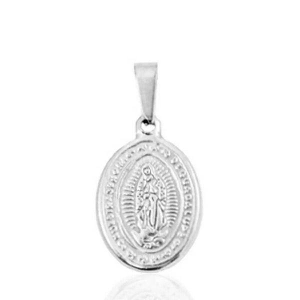 Rvs bedelhanger, mother guadalupe, zilver