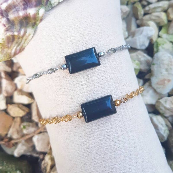 Rvs swirl armbandje met natuursteen