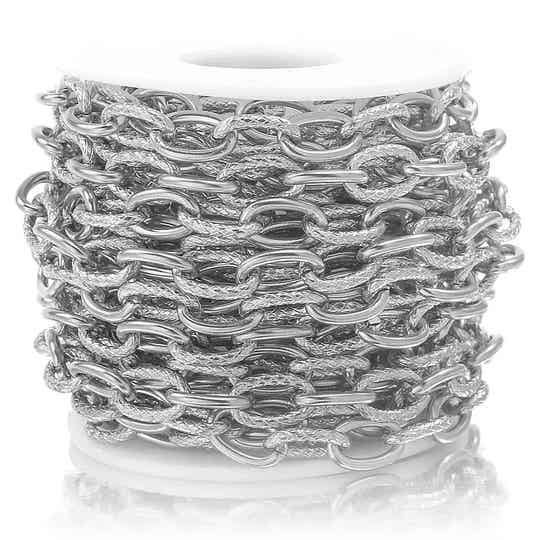 Rvs chunky dikke schakeljasseron, zilver