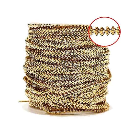 Rvs fishbone jasseron, goud