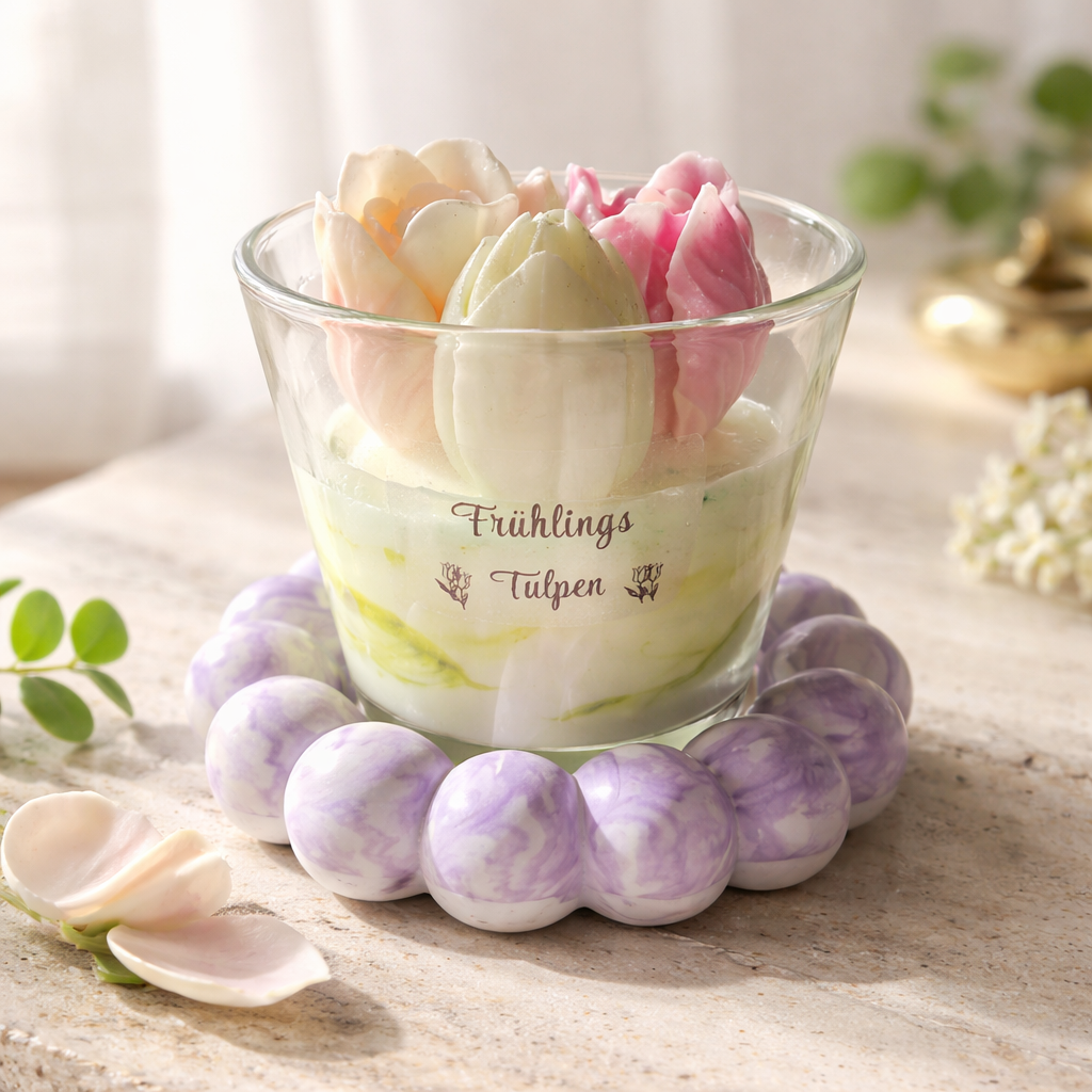 Tulpenkerzen im Glas