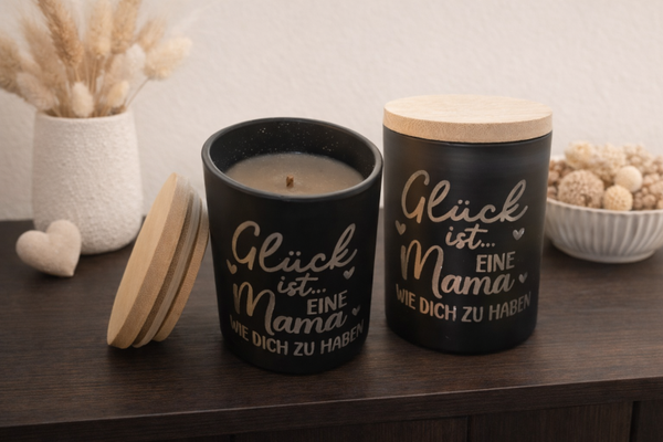 Personalisierte Sojawachskerze im Glas