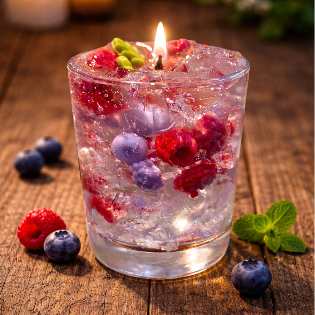 Beeren-Gelkerze im Glas