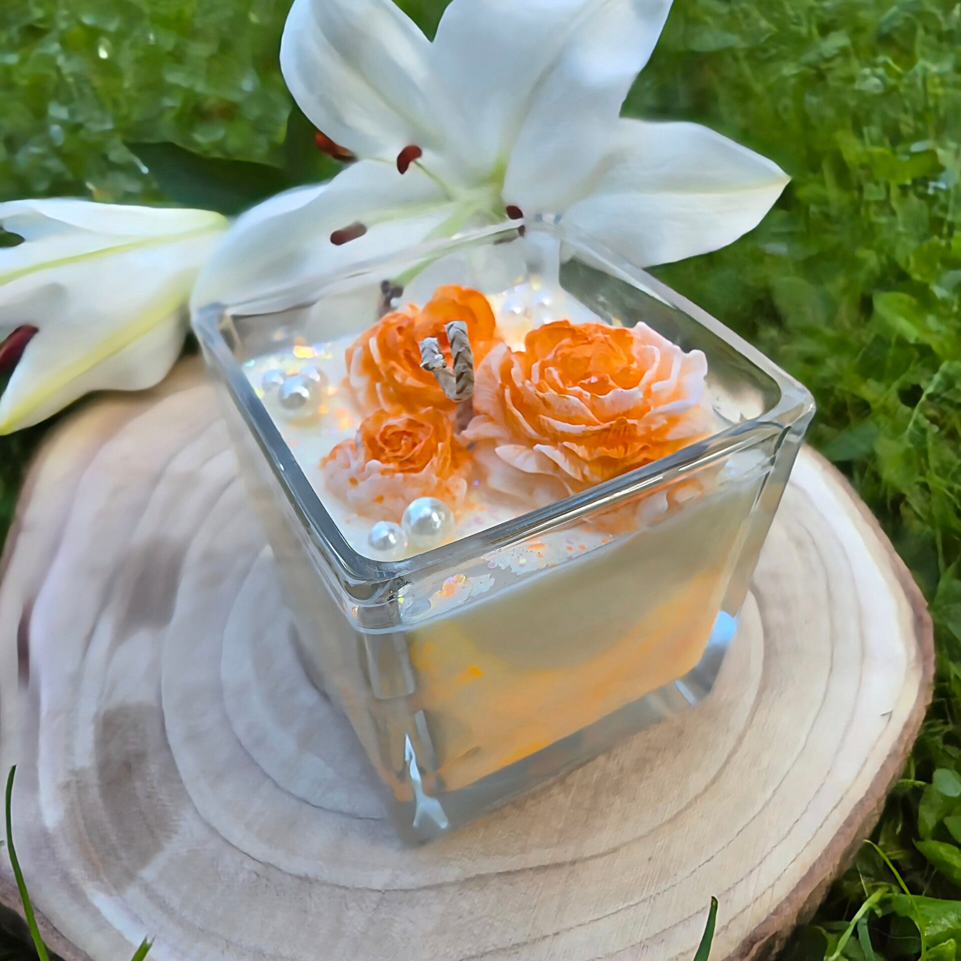 Sojawachskerze - Vanilletraum Pfingstenrosen