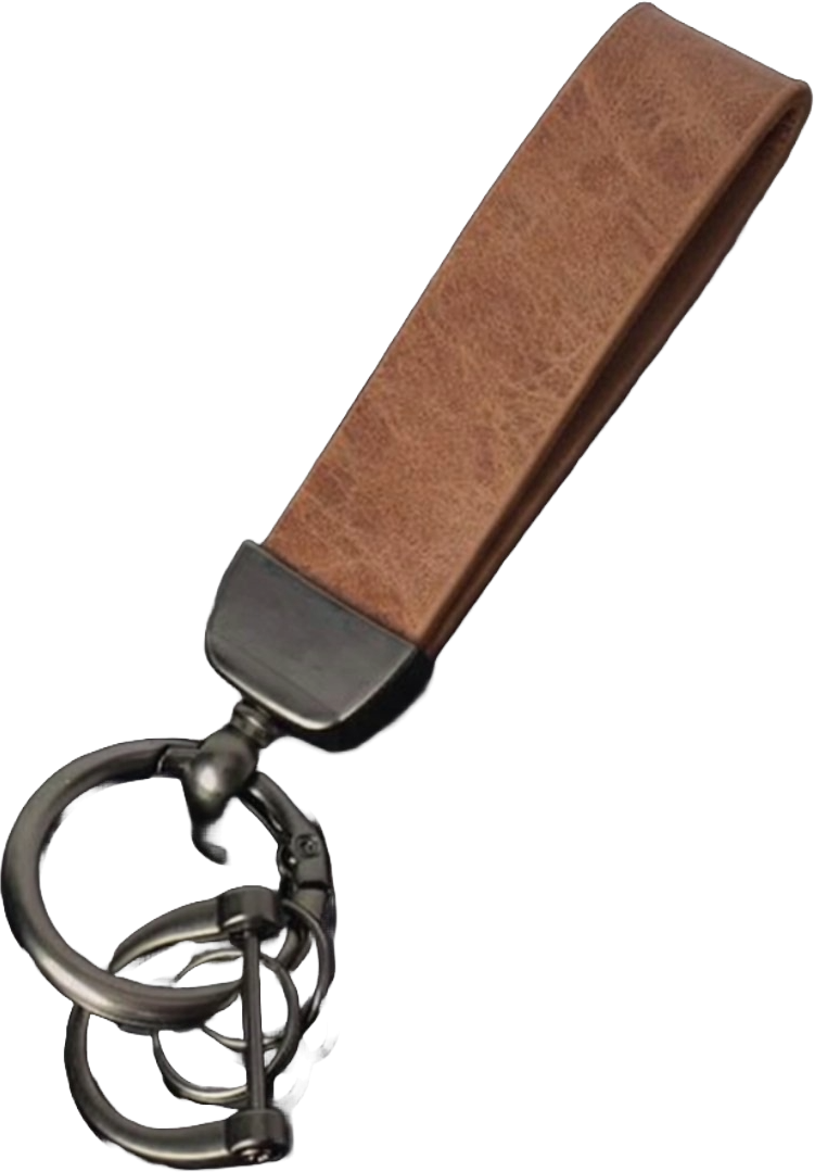 Luxe Leren Sleutelhanger – Compatibel met Audi Sleutels – Sleutelhouder met Bevestigingsset – Bruin – Auto Accessoire