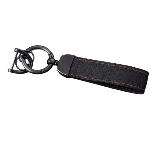 Sleutelhanger – Geschikt voor Audi Sleutels – Premium Autosleutel Houder – Zwart met Rode Stiksels – Auto Accessoire