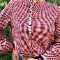 Chemise vichy à dentelle bordeaux