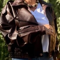 Veste biker oversize en simili cuir MARRON