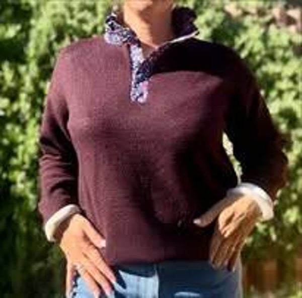 Pull col volant PRUNE OU BEIGE