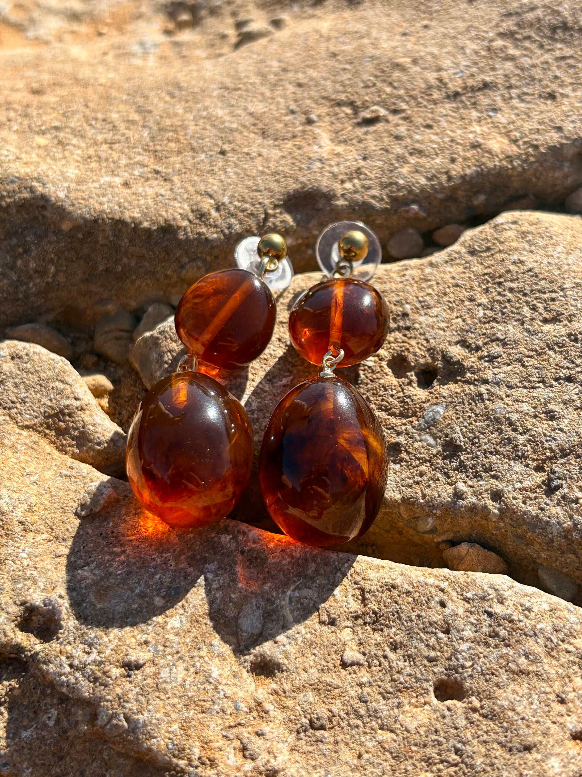 Boucles d’oreilles résine marbrée