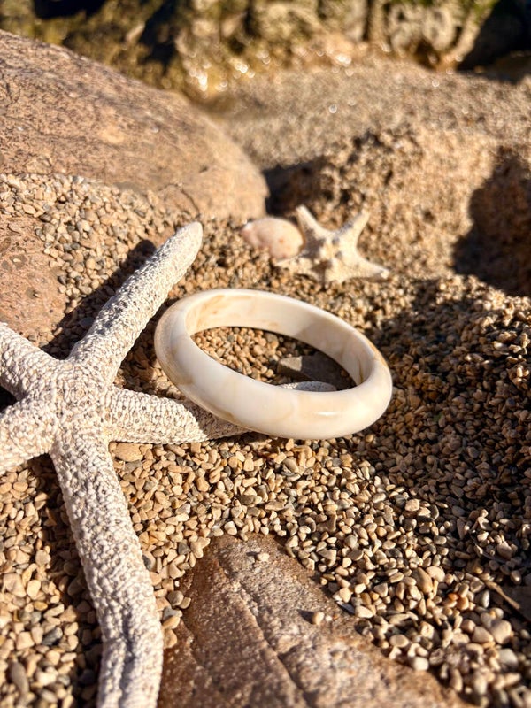 Jonc résine blanc marbré doré