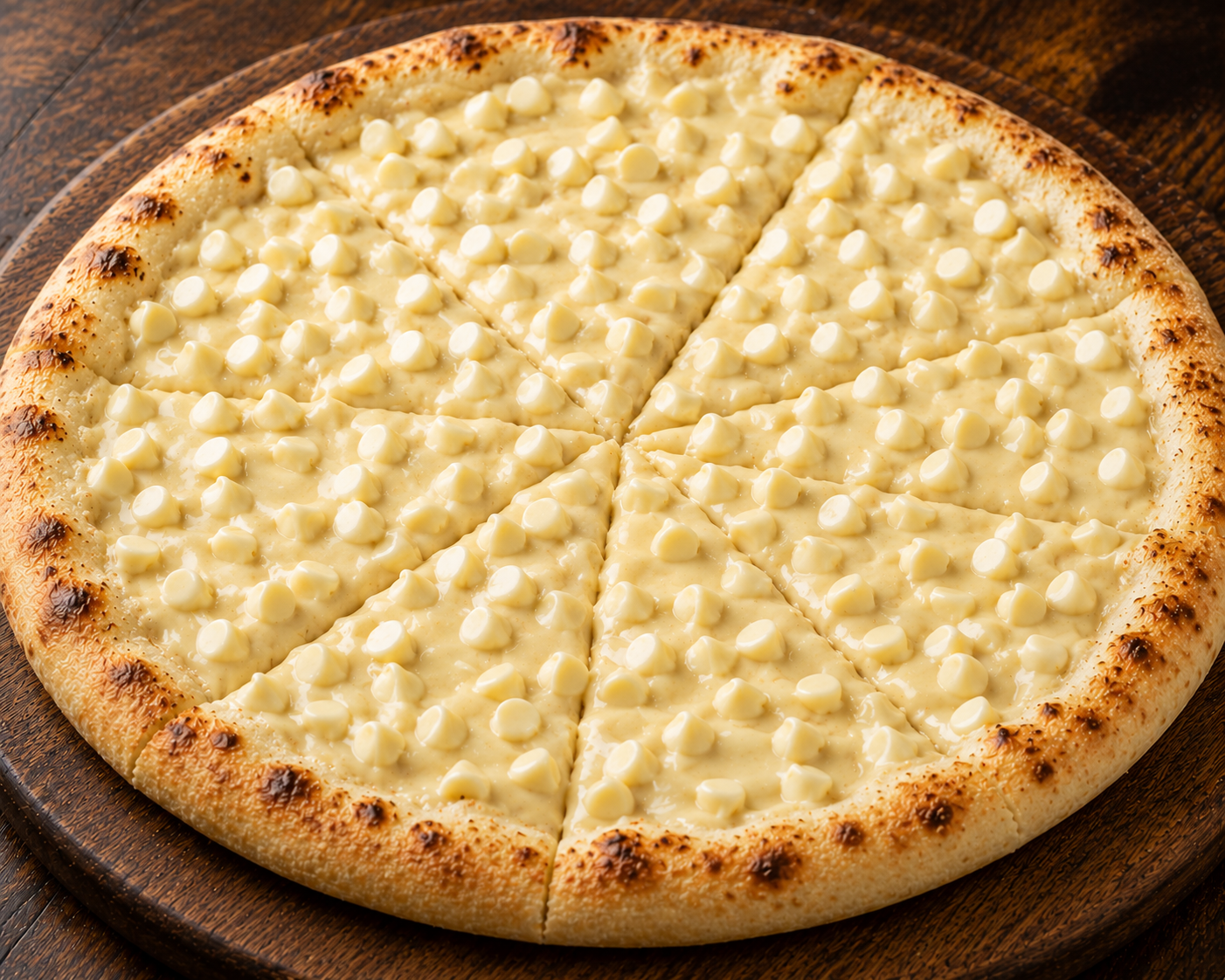 White chocolate chip pizza