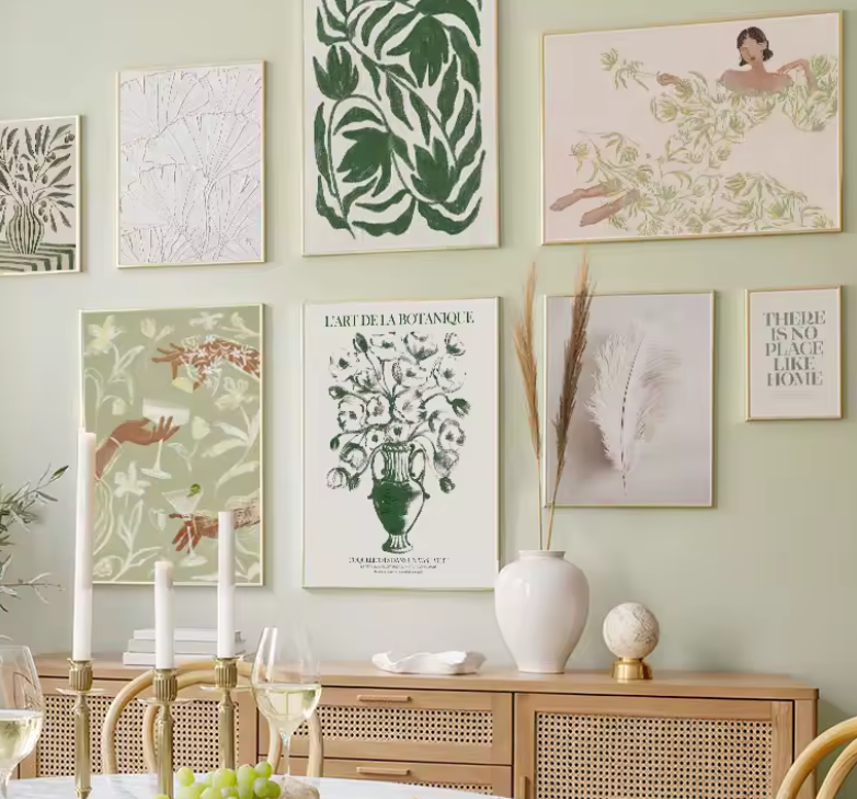 Boho Abstract Girl Cocktail Vase Leaves Flower Wall Art Canvas Painting Posters And Prints Wall Pictures For Living Room Decor