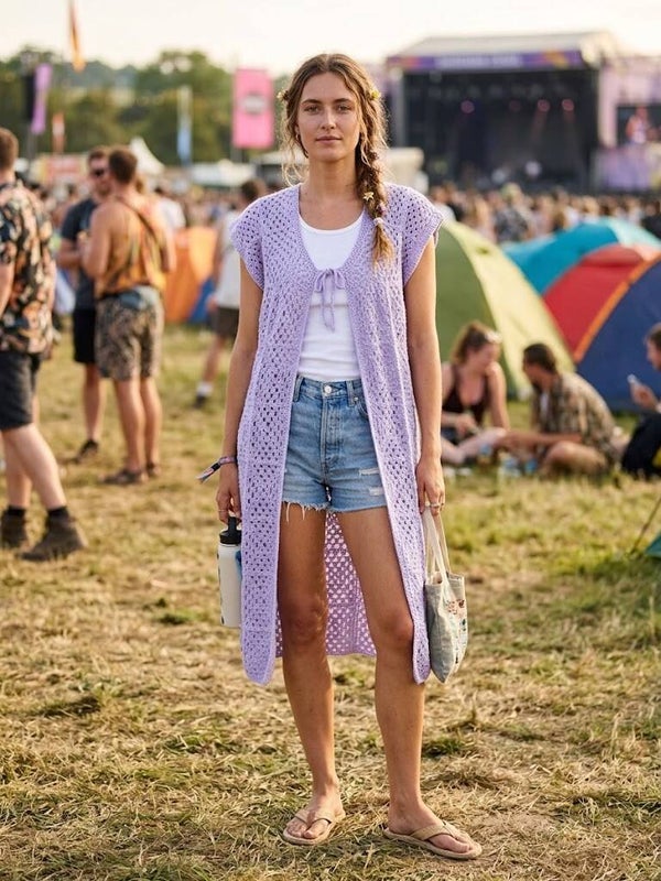 Gehaakte Gilet - Lavender Dream