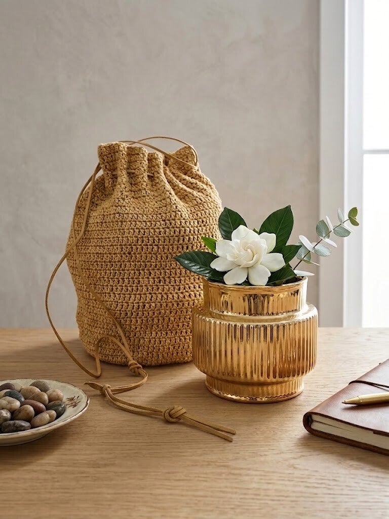 Handgehaakte Buideltas - Warm Goud & Natuurlijke Elegantie