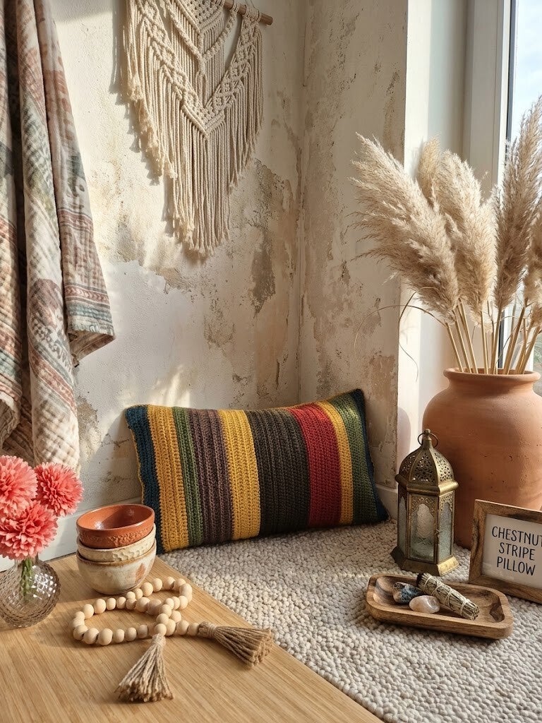 Handgehaakt Sierkussen Chestnut Stripe
