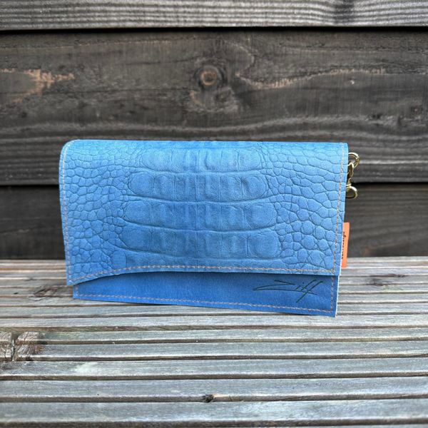 Handgemaakte leren tas Florence helderblauw