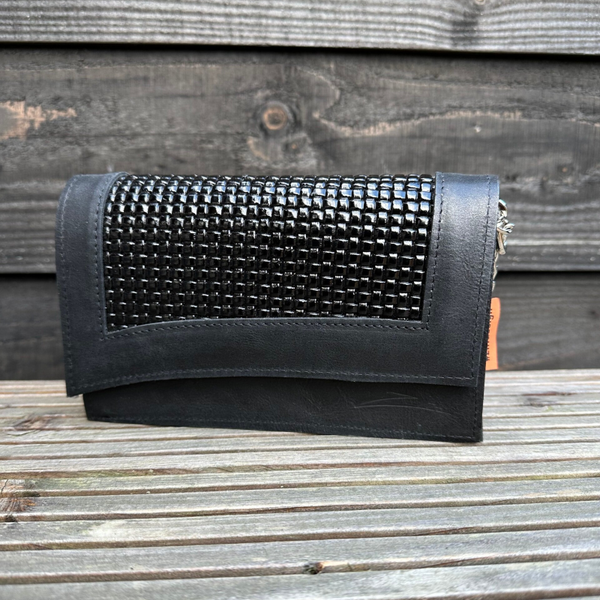 Hangemaakte leren tas Florence special black edition wafle