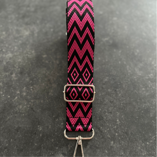 Bag strap / Tassenriem roze en zwart
