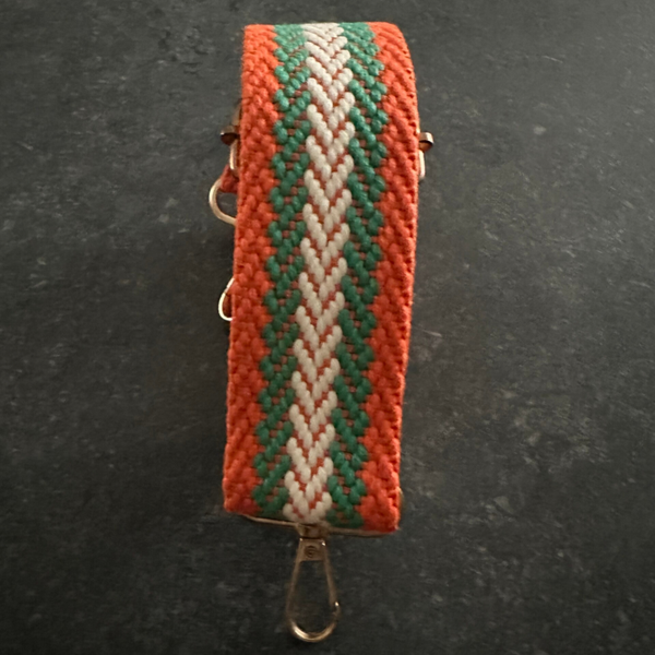 Bag strap / Tassenriem oranje, groen en wit