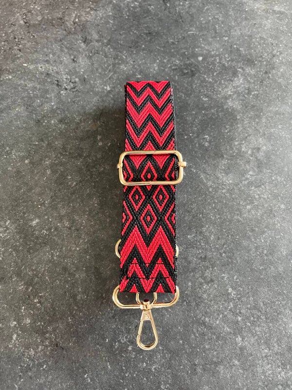 Bag strap / Tassenriem rood en zwart