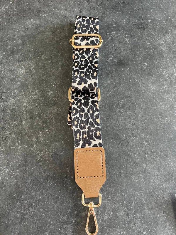 Bag strap / Tassenriem luipaard print beige, bruin en zwart