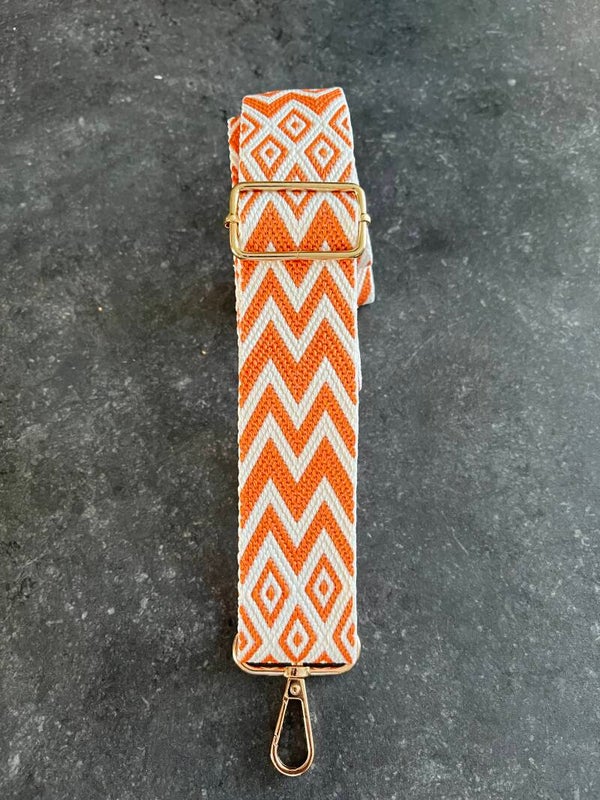 Bag strap / Tassenriem oranje wit streepjes