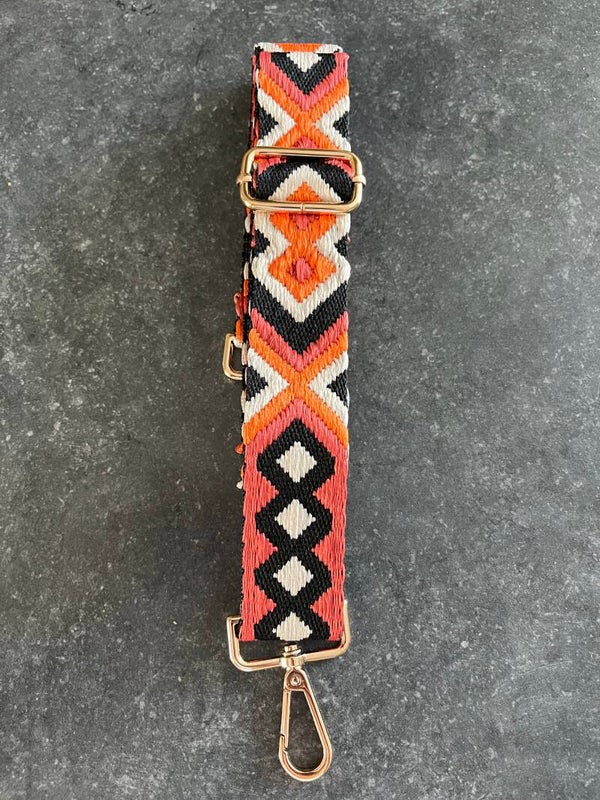 Bag strap / Tassenriem maya beige oranje zwart