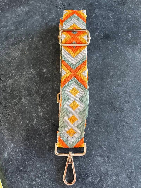 Bag strap / Tassenriem maya beige oranje groen