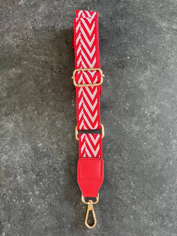 Bag strap / Tassenriem rood met wit gestreept