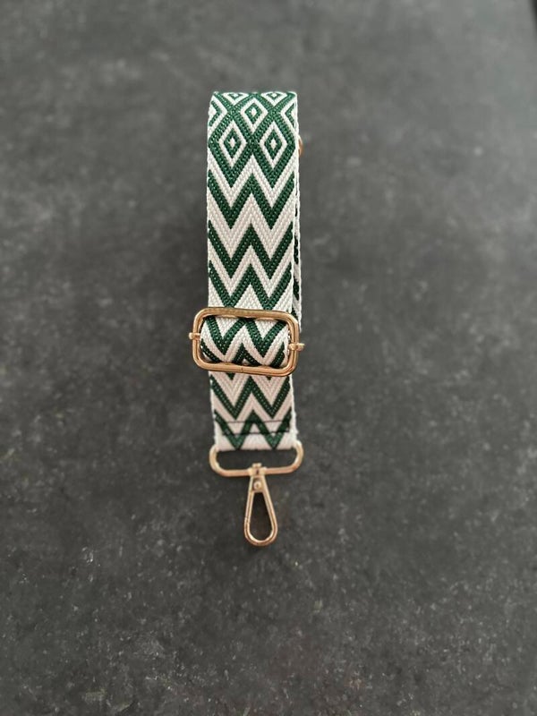 Bag strap / Tassenriem groen met wit