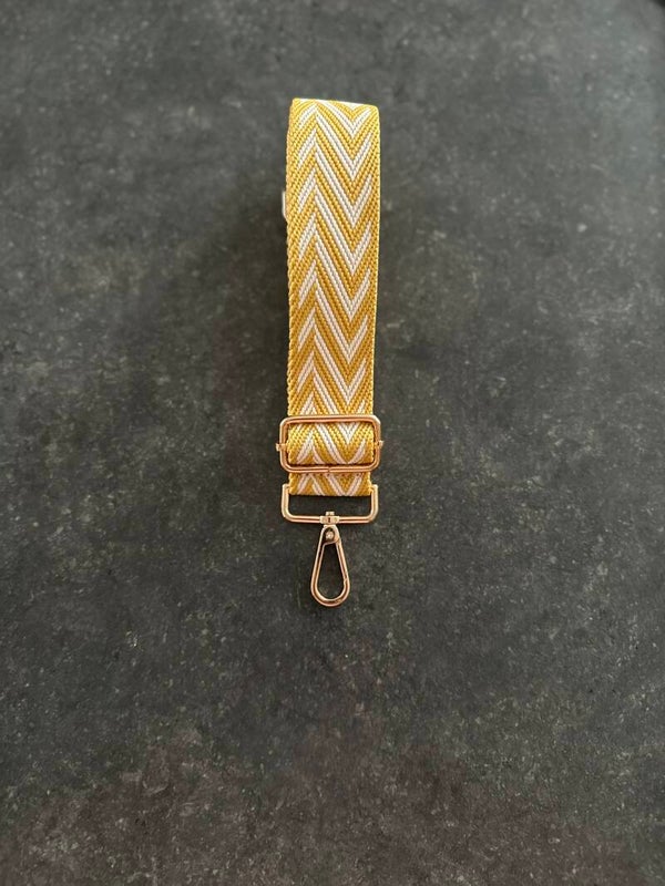 Bag strap / Tassenriem geel met wit