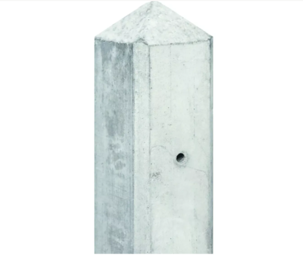Betonnen Tussenpaal Ijssel diamantkop 10x10x280cm sponning 27cm Wit t.b.v. scherm 180x180cm