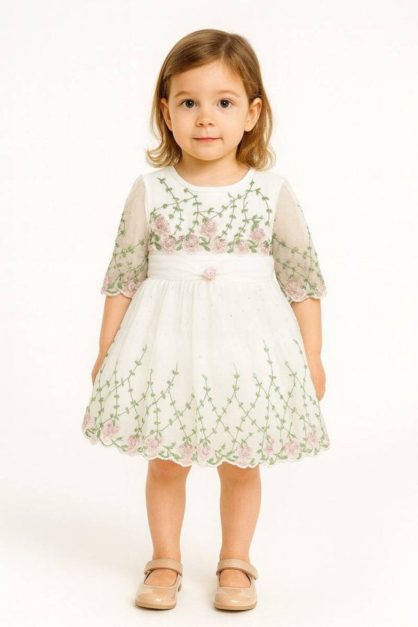 Partykleid Prinzessin Kleid, Taufkleid, Festkleid, Spitze, 100% Baumwolle, Weiß