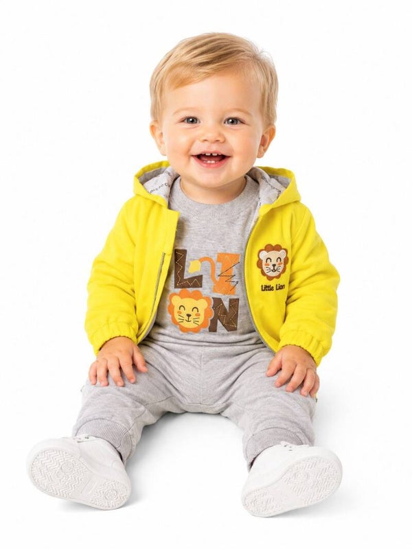 Neugeborenen-Geschenkset Jungen Outfit, 3er Set, Kapuzenjacke, Pullover, Hose, 100% Baumwolle