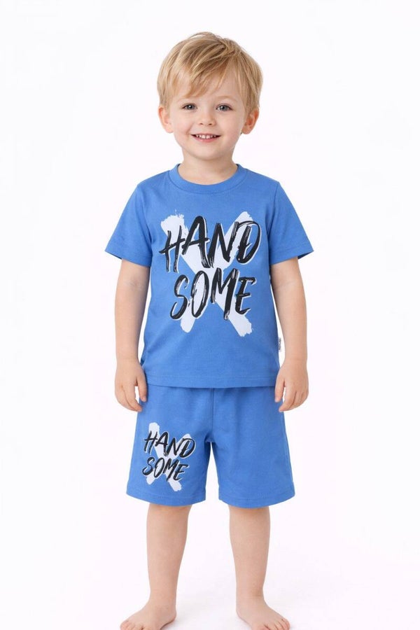 T-Shirt & Shorts Jungen Outfit, 2er Set, Shirt & Shorts, 100 % Baumwolle, Blau