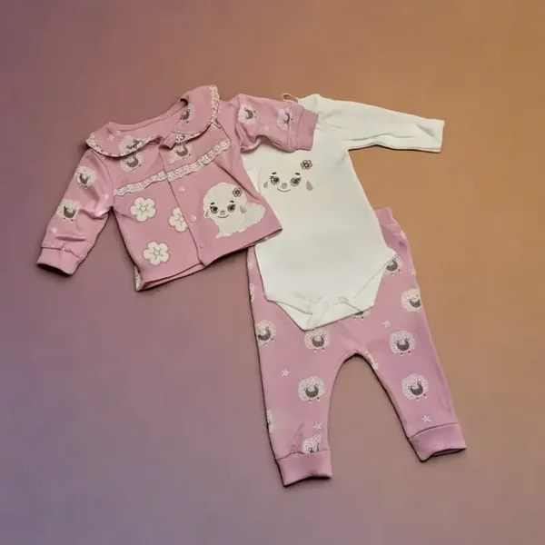 Mädchen Outfit (3teilig) - Nikilori Kids - hellrosa/dunkelrosa