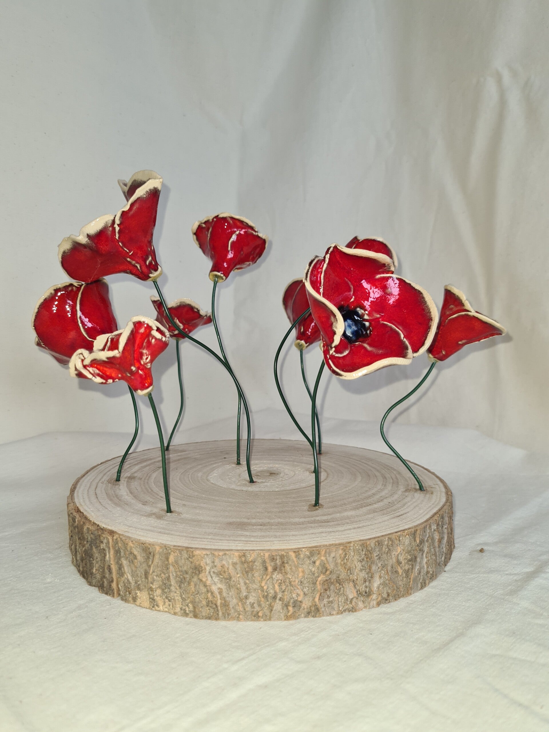 groep keramieke klaprozen rood