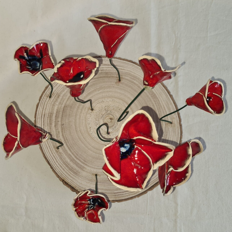 keramieke klaprozen rood