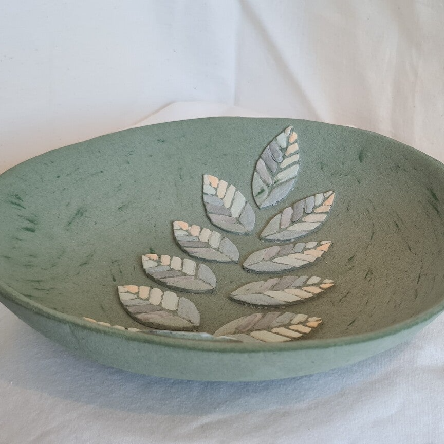 keramiek schaal blad blauw groen
