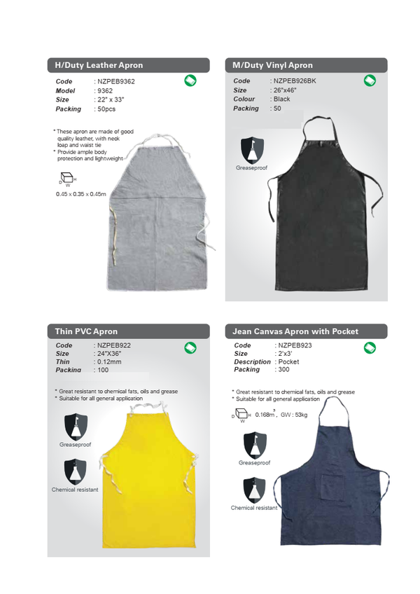 H/Duty Leather Apron/Thin PVC Apron/Jean Canvas Apron with Pocket