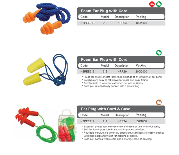 EAR PROTECTION - Ear Plug with Cord & Case/Foam Ear Plug with Cord