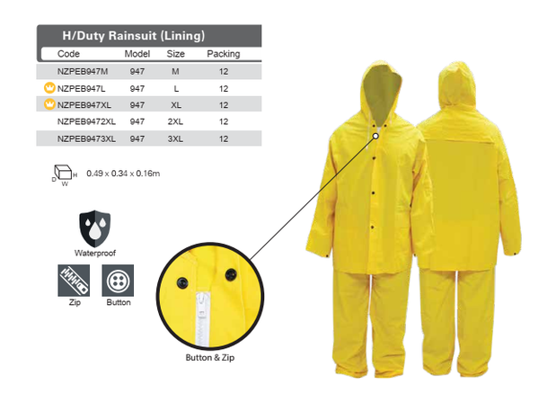 H/Duty Rainsuit (Lining)