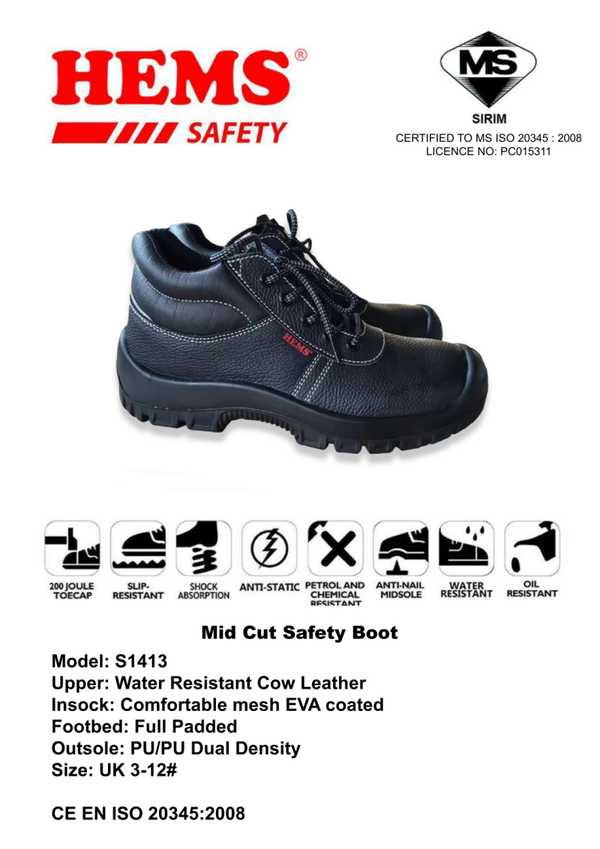HEMS Mid Cut Safety Shoes (SIRIM/DOSH)